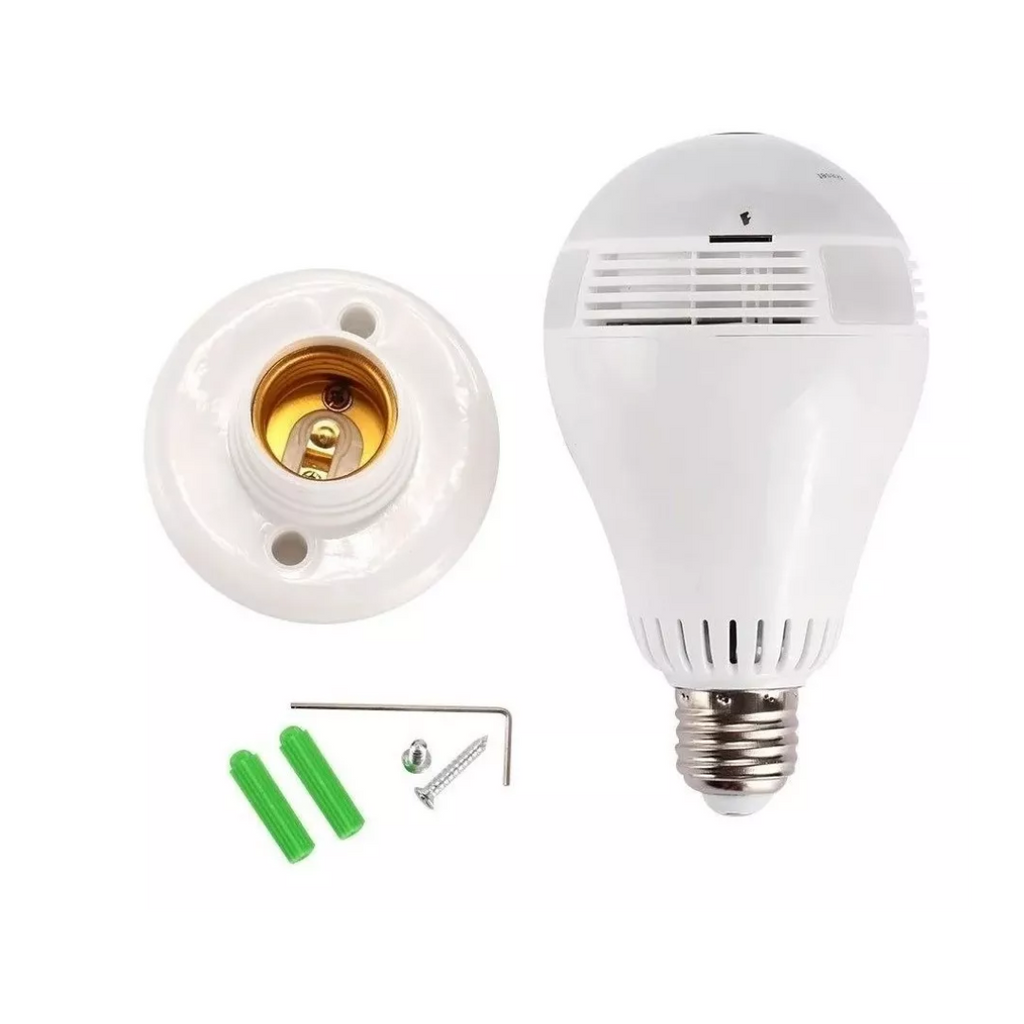 SafeLight™️ – Cámara de Seguridad WiFi Tipo Bombillo 360°, Visión Nocturna y Detección de Movimiento ✅