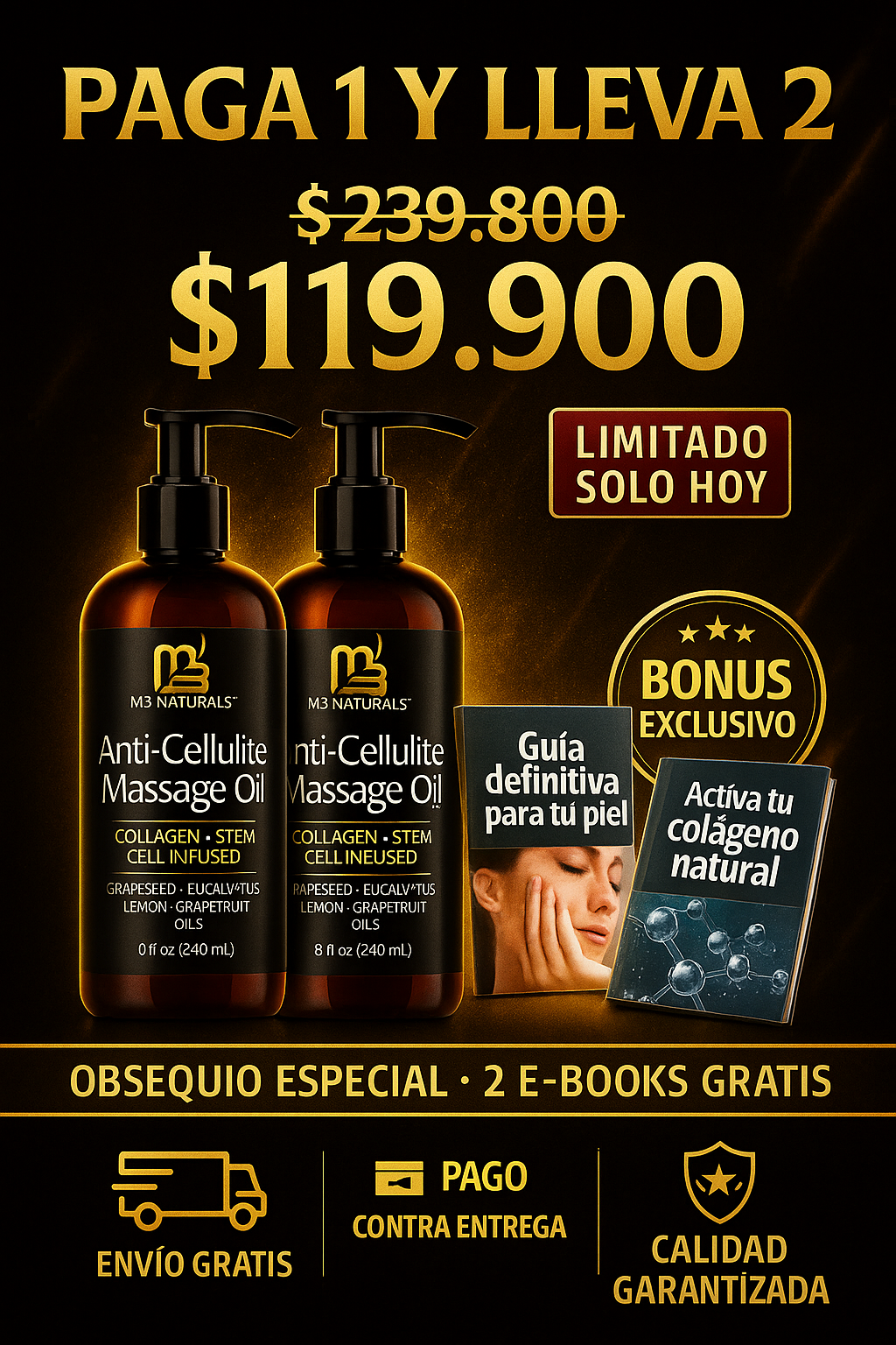 2x1 CelluFree™️ - Aceite + Colágeno Anticelulitis que Alisa, Reafirma y Define tu Cuerpo ✅