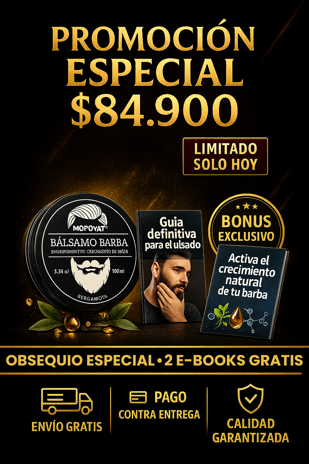 Mopoyat™️ – Bálsamo Profesional para Barba que Engrosa, Define y Acelera el Crecimiento Natural del Vello Facial ✅